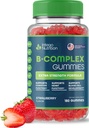 B-vitamiini Complex Gummies aikuisille, B-vitamiini täydentää naisille ja miehille, B-vitamiinit Complex Gummies energia-ja aivoterveyden, luonnollinen mansikka maku, 180 Count