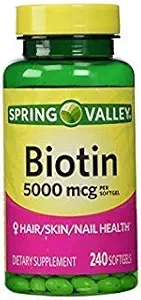 Spring Valley - Biotin 5000 mikrog, 240 Softgels by Spring Valley