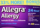Allegra Allergia 40 tablettia (Bonus Pack - 33% lisää) 24 tunnin suoja - Non Drowsy