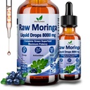 Raw Moringa Liquid Drops 8000 mg, Organic Moringa Oleifera Leaf Extract w. Supergreens Blend of Wheatgrass, Barley Grass for Antioxidants, Energy & Immune, High Potency Than Capsules Powder
