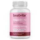 BESTVITE Vegaani D3 5000 IU + K2-vitamiini 100 mikrog MK-7:nä (120 kasvissyöjäkapselia) - Ei stearaattia - Vegan - Ei muuntogeenisiä organismeja - Gluteeniton