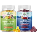 Bundle Omega DHA Gummies lapsille - rasvahapot Omega 3 6 9 C-vitamiini aivoille, immuniteetille ja Vision ja lapset Magnesium Gummies - Mag Citrate hermojen terveys Lihakset & terve sydän tuki