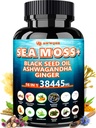 Sea Moss 350mg Musta siemenöljy 200mg Ashwagandha 100mg Turmeric 100mg Rakkoranneke 100mg Burdock 100mg,All-in-1 Sea Moss kapselit-60