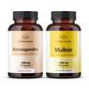HERBAMA Ashwagandha ja Müllein Kit - Bundle of 1500 mg Ashwagandha Root & 1200 mg Mullein Leaf Capsules 100 Caps - Vegaani, ei- gammageeninen, sokeri ja alkoholiton - 2 Pack
