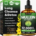 Mullein Drops for Lungs, 3-in-1 Mullein Leaf Extract for Lungs Health, Herbal Hengityselin keuhkojen terveys Support Supplement, Tuki Immuuni & Ruoansulatuskyky, Sokeri & Alkoholiton - 2 FL OZ