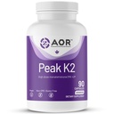 AOR, Peak K2, tukee luun ja sydän-ja verisuonitautien terveys ja normaali verenotto, ravintolisä, 90 annosta (90 kapselia)