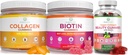 Puhdista Life Marine Collagen, Biotin, & Vegan Collagen Bundle, Gummies for hiukset iho ja kynnet (Bulk - 90 purukumia), Joint Care vitamiini, immuuni tuki, kauneus, Detox & Cleanse, Korvaa kapselit, pillerit