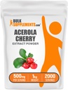 BulkSupplements.com Acerola Cherry Extract Powder - Natural C-vitamiinin täydentää, Acerola Cherry Powder - Vegan & Gluteeniton, 500 mg per tarjoilu, 1kg (2,2 lbs) (Pakkaus 1)