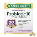 Nature's Bounty Probiotic 10 Daily Probiotic Supplement for digestiivinen, immuuni, ja ylähengitysteiden tuki, Ultra Strength, 30 kapselia 1 pakkaus