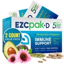 EZC Pak 5-Day Immunomy System Booster Echinacea, C-vitamiinia, Sinkkiä ja D-vitamiinia - Taped Immuuni tuki täydentää aikuisille - Tukee immuniteetit, helppo matka-koko täydentää Pack - (pakkaus 2)
