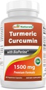 Best Naturals Turmeric Curcumin 1500mg/Serving Bioperine - 180 kasviskapselia