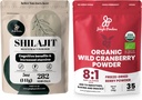 Jungle Powders Ultimate Vitality Bundle: 5oz Shilajit Powder & 5oz Organic Wild Cranberry Powder - Energy, Immuunituki, Superfood Otteita leipomiseen, Smoothies, USDA Certified