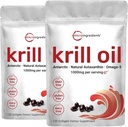 2 Pack Antarktis Krill Oil Supplement, 1000mg Per Serving, 120 Soft-Gels Each, Rich in Omega-3s, EPA, DHA & Astaksantiini, tukee aivojen terveyttä, Premium Krill Oil Kapselit Liquid Softgels