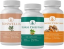 PURE ALKUPERÄISET ingredients Horse Chestnut, Boswellia, ja Turmeerinen kapseli Bundle, 100 kapselia Jokainen, aina puhdas, ei lisäravinteet tai täytteet