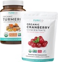 Kurkuma ja karpalojauhe (3-kuukautta) Marjakurkuma Blend Bundle of Organic Turmeric Curcumin with Black Pepper & Inkivääri (120 Caps) & Organic Cranberry Concentrate Powder Extract (100 Scoop)