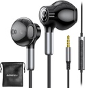 BENEWY Langalliset kuulokkeet mikrofonilla, langalliset kuulokkeet kuulokkeet, äänenvoimakkuuden säätö, voimakas basso ja selkeä ääni, 3.5mm Jack korvakorut iPhone, iPad, kannettava tietokone, tietokone, MP3