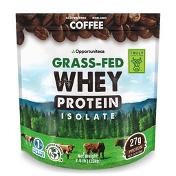 Opportuniteas Grass Fed Coffee Whey Protein Isolate Powder - 27g Protein Powder ilman keinotekoisia makeuttajia, Hormonittomia lehmiä, non GMO - 2.5lb