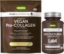 Elävät kulttuurit+ Lab4 Probiootit + Vegan Vanilla Collagen Protein Powder Vegan Bundle, Complete Collagen Boosting Formula + 25 miljardia PMY Probiootti ei- turvottava Prebiootti, Igennus