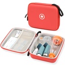Fukumi Hard Travel Case astma Inhaler, Inhaler Spacer tapauksessa lapsille ja aikuisille, Naamiot, Astma tarvikkeet Case Mesh Pocket for Medicine ja muut tarvikkeet, punainen (Asia vain)