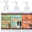 Natural Dog Company Wellness Bund$le koirille, ruokatoppaajille, nestemäiset lisäravinteet (1) iho- ja turkkiöljyllä, (1) nestemäinen glukosamiini, (1) vaahtoava öljy