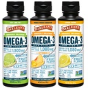 Barlean's Omega 3 Fish Oil Liquid Supplement 3-Flavor Variety Pack miesten ja naisten, EPA ja DHA Fatty Acid, Sisältää Key Lime Pie, Lemon Crème ja Mango Peach Flavors, 8 oz