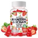 Magnesium Glycinate Gummies 2500mg - Sokeriton magnesium Kaliumlisä D-vitamiinilla, B6, CoQ10 rauhoittaa mielialan ja uni tuki - 90 mansikka Gummies