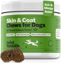 Deley Naturals Skin & Coat Chews - Dog Allergia Chews Omega 3 Kalaöljy, Biotiini, Collagen ja Essential Vitamiineja - Tukee koiran kutina ihon helpotusta, vähentää kuivuutta ja terve takki - valmistettu USA