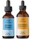 HERBAMAMAn lisätuki ja Super Immuuni Mushrom Blend Kit - Bundle of Liquid Adrenal Support Complex 2 fl oz & Super Immune Mushroom Drops 4 fl oz - Vegan, non-GMO, Sokeri & Alkoholiton - 2 pakkaus