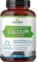 Zazzee High Imeytyminen Kalsium D- glukaraatti, 500 mg per kapseli, 3 mg BioPerine for Enhanced Absorption, 100 vegaaninen kapseli, Plus parsakaali 10:1 uute, 100% kasvissyöjä, CDG, kaikki luonnolliset ja muut kuin GMO:t