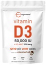 Mikro-aineet D3-vitamiini 50 000 IU + K2 MK-7 200 mikrog, 240 softgels ... Neitsytkookosöljy 2-in-1 Bone, Immuuni- ja sydäntuki Helppo niellä, ei GMO:ita