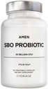Amen Probiootit Supplement, SBO Probiootit ja Organic Prebiootit, 50 miljardia PMY, Hylly Vakaa, Ei jääkaappi vaaditaan, Flora Daily Probiootti Formula naisten ja miesten, Vegan & non-GMO, 60 kapselia