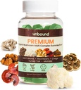 Ei sitoumuksia Premium Organic Mushroom Multi-Complex Gummies for Support Memory 5 in 1, Blend with Chaga, Lion's Mane, Reishi, Turkey Tail, Maitake - 60 Gummies,