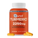Qunol Turmeric Curcumin with Black Pepper, 2250mg Turmeric Extract 95% Curcuminoidit, Extra Strength Turmeeric Supplement, Enhanced Imeytyminen, Joint Support Supplement, 90 Kasvissyöjä kapselit
