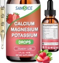 Kalsium Magnesium Kalium Lisäravinteet, magnesium Glycinate 400 mg Sinkki Multivitamiini Drop Kalsium Kalium Supplement Korkea Imeytyminen Vegaani Ei GMO (60ml/Strawberry Flavor)