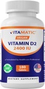 Vitamiini D2 60 mikrog (2400 IU) - Ergokalsiferoli - 180 kasvistablettia (180 tablettia (pakkaus 1)) (1 pullo)