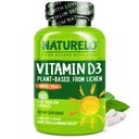 NATURALO D-vitamiini - 5000 IU - Kasvi Perustuu jäkälä - Natural D3 Supplement for Immune System, Bone Support, Joint Health - High Potency - Vegan - ei-GMO - Gluteeniton - 180 kapselia