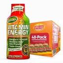 Vitamiini energia Immuuni+ Extra Strength Energy Shot Fruit Punch 48 pakkaus, 260 mg luonnollinen kofeiini, B-vitamiinit, siticoliini, vihreä tee, immuniteetti ja keskittyä tuki, nollasokeri, gluteeniton 1,93 fl oz