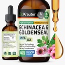 BIO KRAUTER Echinacea ja Goldenseal juurinesteuute - Natural Immuunituki - Echinacea Drops with Goldenseal - Vegaani, alkoholiton ja sokeriton tincture - 2 Fl.Oz.