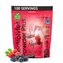 PowderVitamin Elektrolytes Powder Plus (100 Servings) Vadelma Elektrolyytti Powder, Zero Calorie, Keto, 0 Sokeri, No Maltodekstriini, 1000 mg Kalium, 120 mg kalsium, 120 mg Magnesium, energiahydraatiojauhe