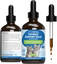 Lemmikki hyvinvointi Kilpirauhasen tuki Kulta kissoille - Tukee Terve Kilpirauhasen toiminta Kissat, Normaali aineenvaihdunta, Bugleweed, Lemon Balm - Eläinlääkärin Formulated Herbal Supplement 4 fl oz (118 ml)