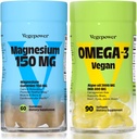 Vegan Omega-3 + Magnesium Gummies ... Algae Omega-3 800mg DHA lisäravinteet aivoihin, Heart Eyes Health- 90 Count ... 150mg Magnesium Citrate Gummies aikuisille ja lapsille Rauhoitu, rentoudu