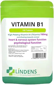 Lindens-vitamiini B1 Tiamin 2-pakkaus 200 tablettia B 1 B-1 Tiamine luonnollinen laatu