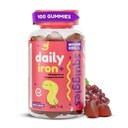 Squiggles Kids Daily Iron+ Gummies - purtava lisäravinteet rautaa, monivitamiinia lapsille, alhainen sokeri, vegaaninen, toddler Gummies, Nami viinirypäleen maku (100 kreivi)