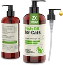 Deley Naturals Wild Caught Fish Oil for Cats kanssa 2X Omega - Cat Fish Oil kanssa korkein EPA & DHA Potency - Omega 3 varten Cats varten Sheddding, iho, takki, joints, Heart and Immune System - Valmistettu Yhdysvalloissa