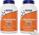 Nyt L-glutamiini 500 mg 300 Veg kapselia (pakkaus 2) - Ei-GMO- täydennysosa - Vegan Lglutamiini 500 mg kapselit