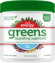 Aito terveys Greens + Extra Energy Superfood Powder, Tarjoaa välitöntä energiaa Boost & Tukee Gut Health, Vanilja Maustettu, 30 tarjoilua