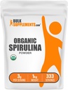 BulkSuplements.com Organic Spirulina Powder - Superfood, Green Spirulina Powder, Herbal Supplement - Vegan-Friendly, 3g per Serving, 1kg (2,2 lbs) (Pakkaus 1)
