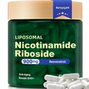 Renyqatt NAD+ Supplement - Liposomal Nikotinamidi Ribosidi - täydennysosa anti-aging, energia, Focus - 80 kapselia(1B)