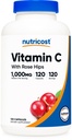Nutricost C-vitamiinia Rose HIPS 1025mg, 120 kapselia - C-vitamiini 1000 mg, Rose HIPS 25mg, Premium, ei-GMO, Gluteeniton täydennysosa