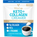 VitaCup Keto + Collagen Coffee Creamer Vanilla Maku MCT, Kookosproteiini, Kookosvesi, L-Theanine Keto Diet, Käyttö kahvissa, Smoothies, & Shakes, Dairy-vapaa, Gluteeniton, soijaton, 10oz